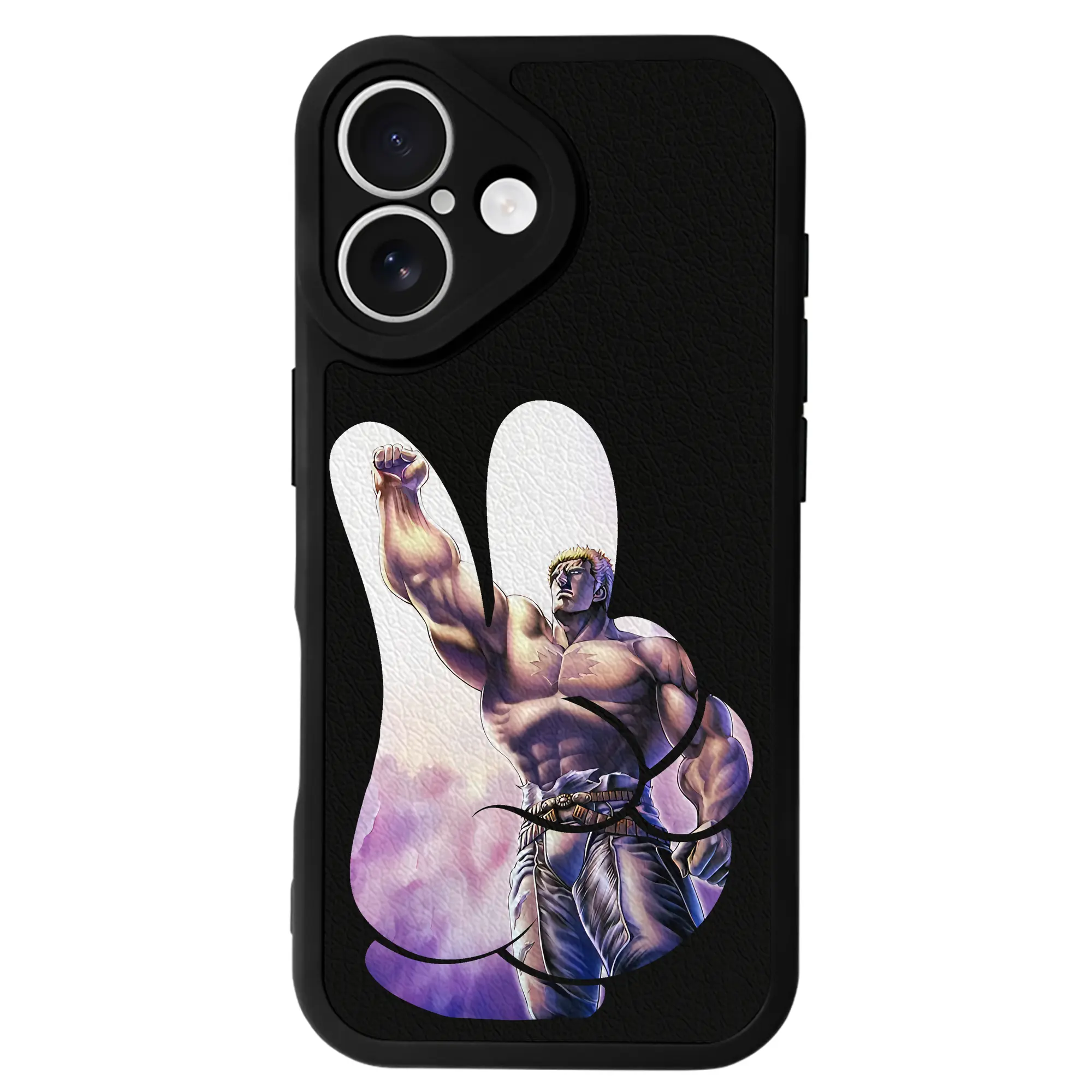 北斗の拳 グッズ,ラオウ - IPhone 16シリーズ対応 ・ シリコンスマホケース ・ レザー調 ・ 高精度フィット ・ 耐衝撃 ・ ワイヤレス充電対応 ・ 精密カット